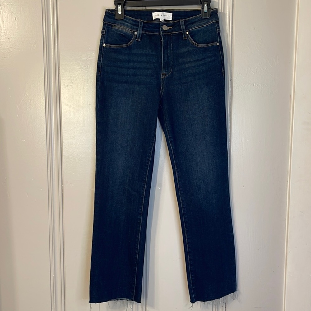 NWOT Risen Jeans: Mid-rise Straight Dark Wash Raw Edge 7 / 28